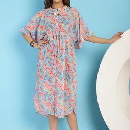 Secret Wish Abstract Printed Midi Swimwear Cover-Up A-Line Dress-8