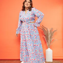 SASSAFRAS Curve Women Floral Printed Crepe Dress-image-62