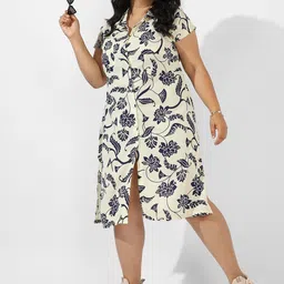 Instafab Plus Size Floral Printed Shirt Dress-image-25
