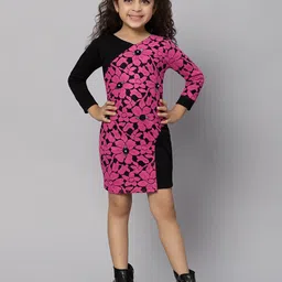 Macwin Girls Floral Woven Design Applique Jacquard Sheath Dress-image-96