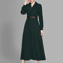 JC Collection Green Solid Midi Dress-image-50