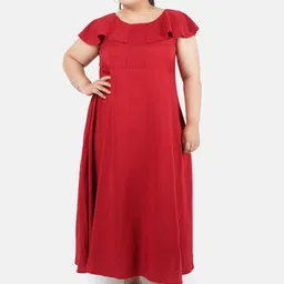 Indietoga Women Plus Size Solid Fit & Flare Maxi Dress-image-87