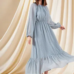 Kibo Women Printed Cuffed Sleeve Maxi Dress-picture-50