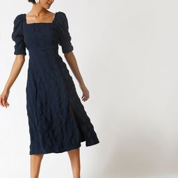 Campus Sutra Navy Blue Crepe Midi Dress-image-54