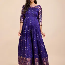 Tasarika Ethnic Motifs Woven Round Neck Maxi Dress-picture-39
