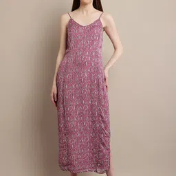 NoBarr Floral Printed Shoulder Straps Maxi Dress-image-16