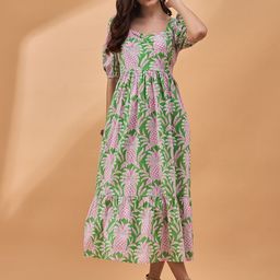 all about you Tropical Printed Midi Fit and Flare Dress-image-36