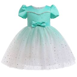 StyleCast Green & White Embellished Puff Sleeve Fit & Flare Dress-image-85