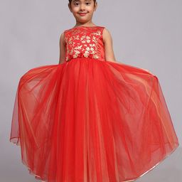 Toy Balloon kids Girls Boat Neck Round Neck Net Maxi Dress-50
