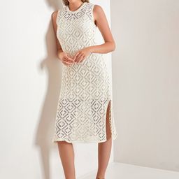 BIANCO LUCCI Women Self Design Sleeveless A-Line Dress-image-65