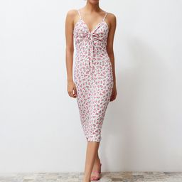 Trendyol Floral Printed Tie-Ups Bodycon Dress-image-15