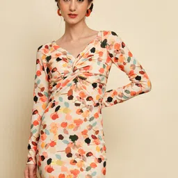 BAESD Abstract Print Twisted Bodycon Dress-picture-0