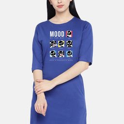 STATUS MANTRA Blue Print T-shirt Dress-image-97