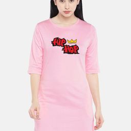 STATUS MANTRA Typography Printed Pure Cotton T-shirt Dress-image-89