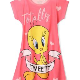 Wear Your Mind Girls Tweety Printed Cotton T-shirt Dress-50