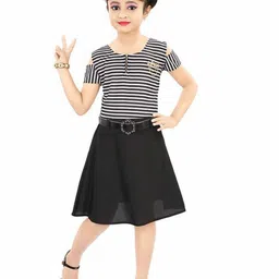 NEGUP Striped Georgette A-Line Dress-image-85