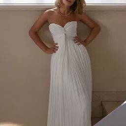 StyleCast White Strapless Gathered Empire Maxi Dress-image-66