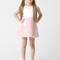 KATE & OSCAR Girls Pink & White Georgette A-Line Dress-image-39
