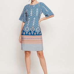 Ruhaans Ethnic Motifs Printed Bell Sleeves A-Line Dress-image-17