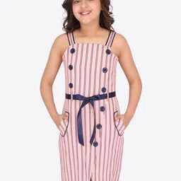 CUTECUMBER Girls Pink Striped Sheath Dress-image-73