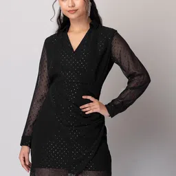 FabAlley Self Design Shirt Collar Sheath Dress-picture-35