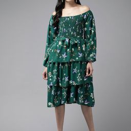 BAESD Floral Print Smocked Fit & Flare Dress-18