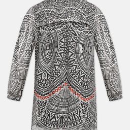 Oxolloxo White & Black Ethnic Motifs Satin Shirt Dress-21