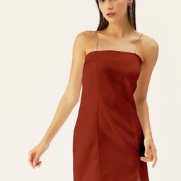 DressBerry Woman Chain Strap Satin Sheath Dress-image-67