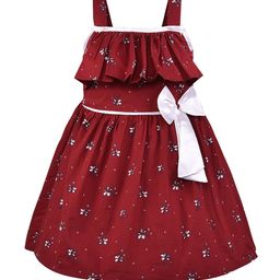 Wish Karo Girls Floral Printed Shoulder Straps Fit & Flare Cotton Dress-picture-31