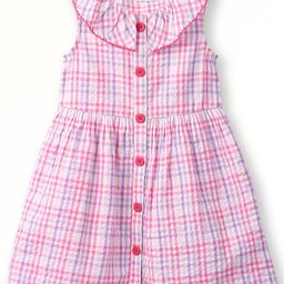 Beebay Girls Checked Gathered Cotton Shirt Dress-49