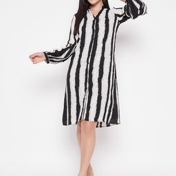 Ruhaans Striped Georgette Shirt Dress-30