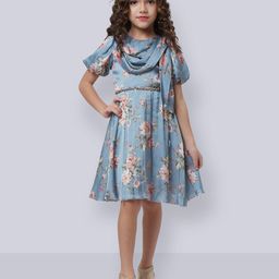 Peppermint Girls Floral Printed Pleated Fit & Flare Dress-image-92
