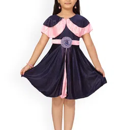 Aarika Navy Blue Colourblocked A-Line Dress-image-84
