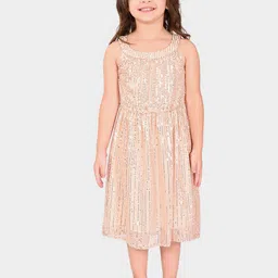 BONKIDS Girls Embellished Sequined A-Line Midi Dress-picture-12
