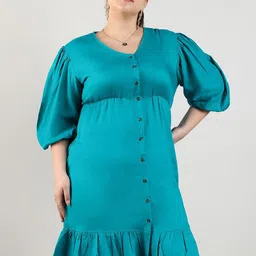 Instafab Plus Plus Size Puff Sleeve A-Line Dress-picture-17