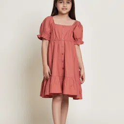 The Tribe Kids Girls Puff Sleeve Fit and Flare Dress-image-71