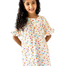 Campana Floral Print Flared Sleeve A-Line Dress-image-64