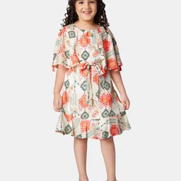 Peppermint Ethnic Motifs Printed Flared Sleeves Fit and Flare Dress-picture-43