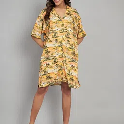 Amagyaa Floral Print Flared Sleeve A-Line Dress-picture-16