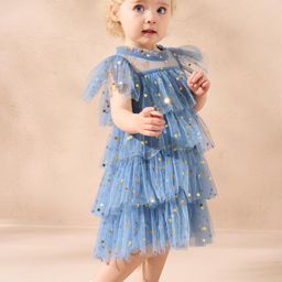 Angel & Rocket Floral Print Flutter Sleeve A-Line Dress image 1
