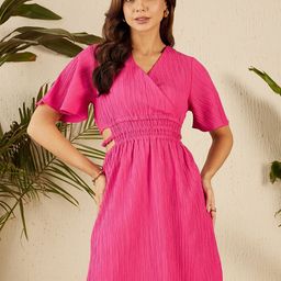 Marie Claire V-Neck Flared Sleeve Empire Dress-image-26