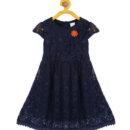 PLUM TREE Navy Blue Net Dress-image-17