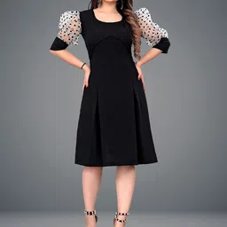 STARWORD Women Round Neck Bodycon Knee Length Dress-image-67