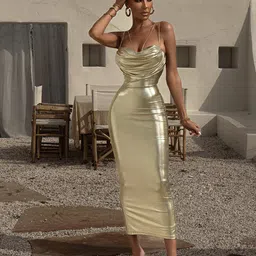 StyleCast Gold-Toned Shoulder Straps Bodycon Maxi Dress-image-81
