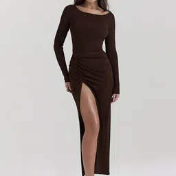 StyleCast x Revolte Boat Neck Bodycon Maxi Dress-image-69