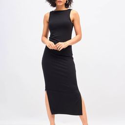 SASSAFRAS Black Bodycon Midi Dress-image-90