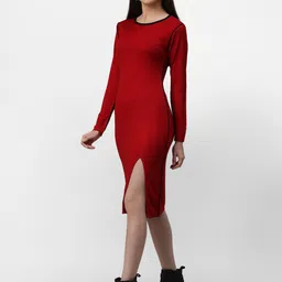 Miramor Red Bodycon Midi Dress-image-58