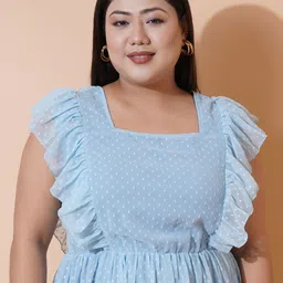 U&F Beyond Self Design Ruffled Georgette  Fit and Flare Maxi Dress image 2