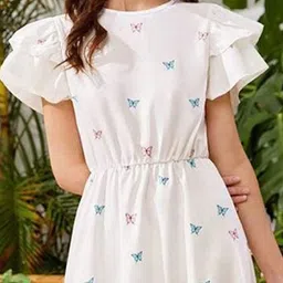 BAESD Printed Flutter Sleeve Fit & Flare Midi Dress image 2