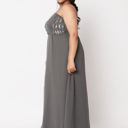 Curves by MISH Plus Size Charcoal Embellished Maxi Dress image 3